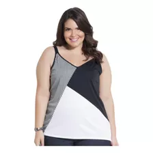 Blusa Feminina Plusais De Alça Plus Size Listrada Bordô