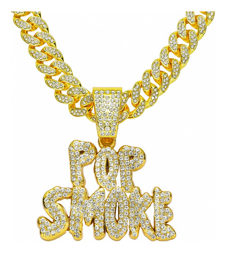 Foto de Pop Smoke Collar Colgante Alfabeto Diamante