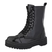 Bota Feminina Coturno Com Ziper Verniz Crshoes 1605