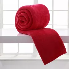 Cobertor Casa Laura Enxovais Manta Microfibra 2 Corpos Vermelho Com Design Liso De 2.00 M X 1.80 M