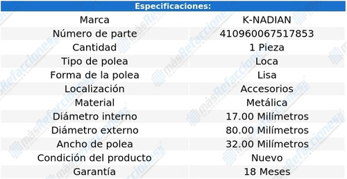 Polea Banda Metalica Lisa Montero Sport V6 3.5l 01 Al 11 Foto 3