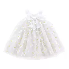 Vestido Flores Trapézio Batismo Princesa Branco Tam 5 Anos