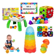 Kit 3 Brinquedo Educativo Mesa Didática Bebê Interativa