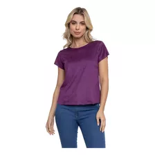 Blusa Suede Feminina T-shirt Moda Manga Curta Top Roupa Top