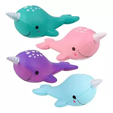 Artcreativity Squeezy Narwhals, Set De 4, Scented Slow Risin