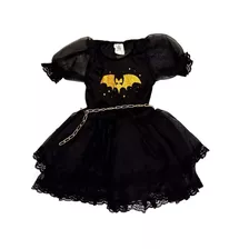 Fantasia Vestido Bruxinha Morcego Infantil Halloween