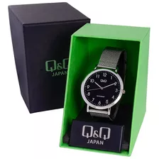 Relogio Q&q By Citizen Masculino Qa20j215y Prateado Preto