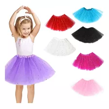 Falda Tutu Niña Princesa Disfraz Danza Colores Con Estrellas