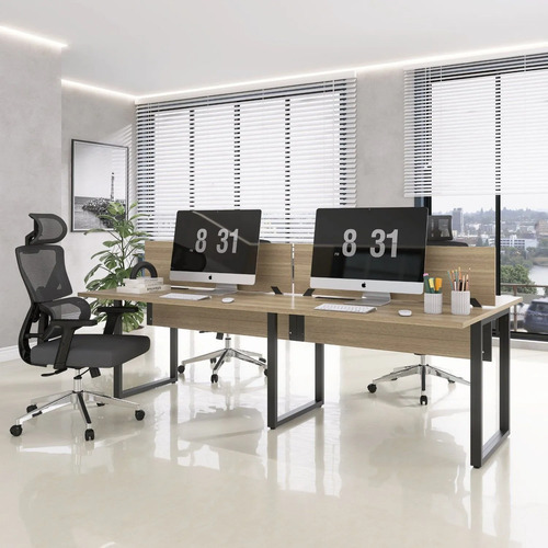 Plataforma Dupla 4p 220x120cm Tub Corporativa Light Cd Noce Naturalle/preto