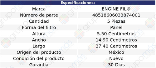 5 Filtros De Aire Engine Fil Safrane V6 2.3l 2009 A 2010 Foto 2