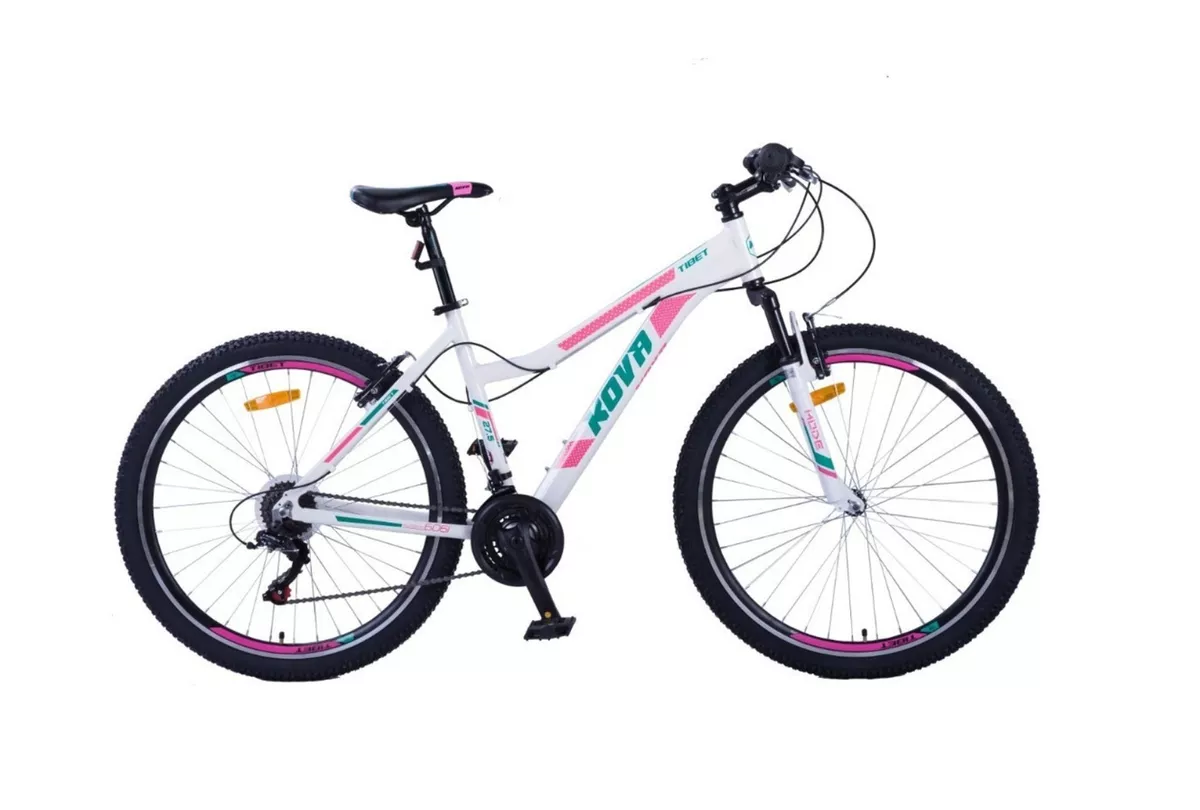 Mountain Bike Femenina Kova Tibet R27.5 M 21v Frenos V-brakes Cambios Shimano Color Blanco/rosa Con Pie De Apoyo