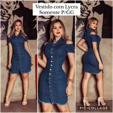 Vestido Jeans Manguinha Ref3242