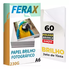 60 Folhas Papel Fotográfico Glossy 230g 10x15 Padrão