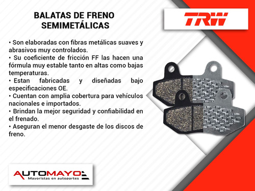 Balatas Semimetalicas Delanteras Trw Dodge Neon 1995-1996 Foto 4