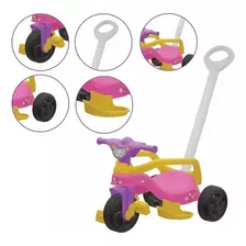 Triciclo Rosa Infantil Baby Encantado Completo Empurrar 