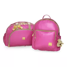 Kit Bolsa Maternidade Bebe Grande E Mochila - Pink Barbie