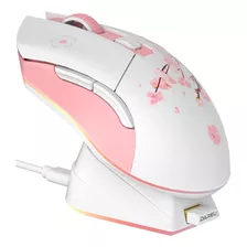 Dareu Sakura Mouse Inalámbrico Rosa Con Base Recargable