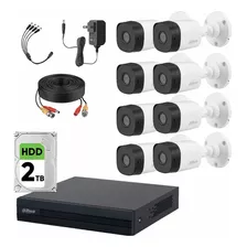 Dahua Kit De Videovigilancia 8 Cámaras + Disco Duro 2tb Cámaras De Seguridad Exterior Alta Resolución Con Sensor De Reconocimiento Circuito Cerrado Kitxvr1b04-i-8cc-2tb