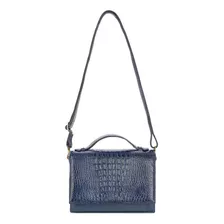 Bolsa Pequena Tiracolo De Couro Croco Deise Cor Azul