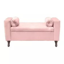 Recamier Baú Félix 140cm Suede Rosa Bebe