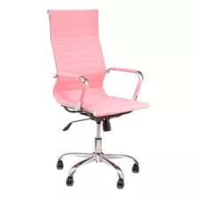 Cadeira De Escritorio Esteirinha Giratoria Ergonomica Alta Cor Rosa Material Do Estofamento Couro Sintético