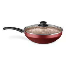 Wok Antiaderente Com Tampa 28cm 4,3l Cereja Mta