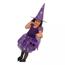 Fantasia Bruxinha Infantil Halloween Com Chapéu E Capa