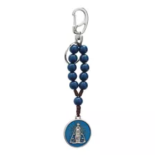 Chaveiro Dezena Nossa Senhora Aparecida Azul Níquel 10 Mm