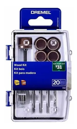 Set Para Madera Dremel 733 Discos Lija Bandas Fresas 20 Pz