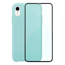 Capinha Silicone Aveludada Compatível iPhone XR + Película3d Cor Azul Céu