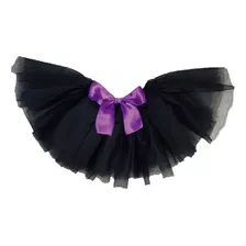 Falda Tutu Halloween Negro Brujita Esponjoso Con Moño 0a24ms