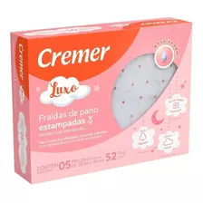 Fralda De Pano Cremer Luxo Estampada Rosa - Com 5 Unidades