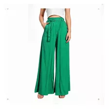 Roupa Feminina Calça Pantalona Cós Alto Amarra Cintura