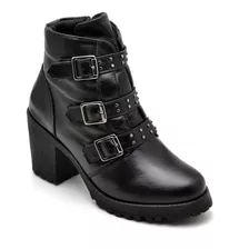 Bota Coturno Feminina Couro Tratorada Conforto Inverno