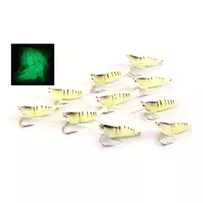 10 Señuelos Cebo Pesca Blando Tipo Camarón Fluorescente