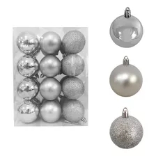 Adornos Navidad 24pz Esferas Navideñas 3cm Decoracion Arbol Color Plata Liso