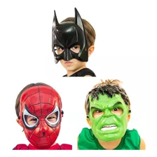 Kit Com 3 Máscaras Super Heróis Homem Aranha Batman E Hulk