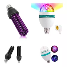 Kit Festa Iluminação 4 Lâmpadas Luz Negra Led Luz Giratória