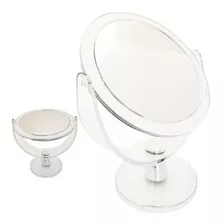 Espelho De Mesa Redondo Dupla Face Acrilico 10cm Maquiagem Cor Da Moldura Transparente