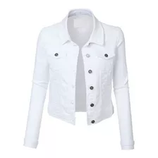 Jaqueta Jeans Feminina Branco Com Lycra 