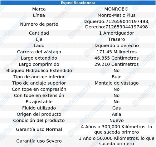 Amortiguador Monro-matic Plus Gas Tra Tracker 89-91 Foto 2