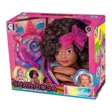 Boneca Busto Charmosa Rainbow Unicórnio Negra - Cotiplás