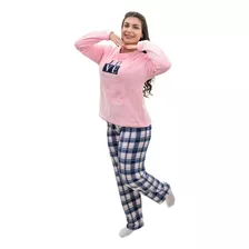 Pijama Feminino Calça E Blusa Inverno Plush Fleece Quentinho