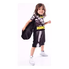 Fantasia Roupa Infantil Batman Herói Menino Curta Com Capa