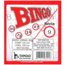 Cartela De Bingo Tamoio Jornal Pack Com 15 Unidades