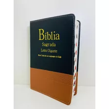 Bíblia Sagrada Na Linguagem De Hoje Ntlh Letra Gigante Preta E Caramelo Com Índice E Capa 