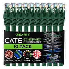 Gearit Cable Ethernet Cat 6 De 6 Pies (paquete De 10) - C...