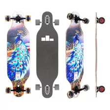 Patineta Longboard Skateboard Trucks Con Lija 7 Capas Tabla Color Azul