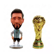 Futbol Figura De Acción Messi Argentina + World Cup Trofeos