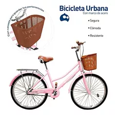 Bicicleta Urbana De Paseo R29 Doble Freno Vintage Canastilla Color Rosa